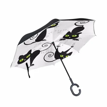 Business Type Cute Black Cat Double Layer Car Reverse Umbrellas Women Men Windproof Wicked Kitten Inverted Umbrella
Business Type Cute Black Cat Double Layer Car Reverse Umbrellas Women Men Windproof Wicked Kitten Inverted Umbrella