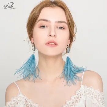 Badu Women Fashion Earring Ostrich Feather Bohemian Style Crystal Rock Earring Dangle Drop Elegance Party Jewelry Holiday 
Badu Women Fashion Earring Ostrich Feather Bohemian Style Crystal Rock Earring Dangle Drop Elegance Party Jewelry Holiday