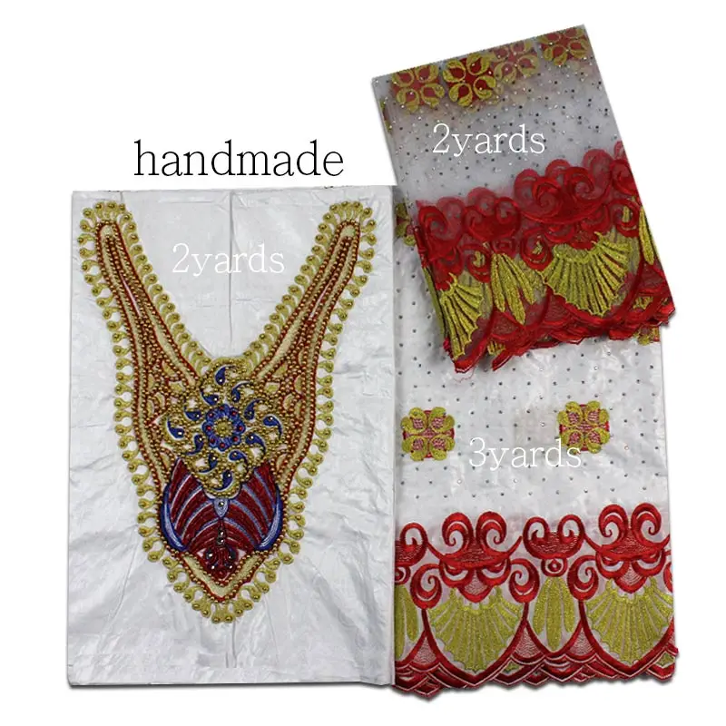 2018 Newest handmade Bazin Riche lace fabric withe+red noble Bazin Riche African net lace embroidery with bead for party dress
2018 Newest handmade Bazin Riche lace fabric withe+red noble Bazin Riche African net lace embroidery with bead for party dress