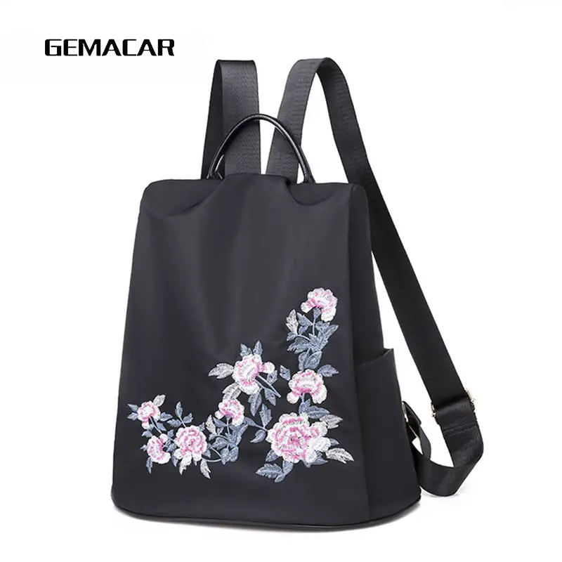 Casual Ladies Backpack Embroidery With Flowers Simple Women Anti-theft Bag Black Large Capacity Oxford Cloth Backpack Anti-dirty
Casual Ladies Backpack Embroidery With Flowers Simple Women Anti-theft Bag Black Large Capacity Oxford Cloth Backpack Anti-dirty