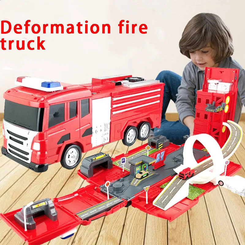 Large fire truck alloy deformation lifting ladder rail car scene children's multi-function educational toys gift
Large fire truck alloy deformation lifting ladder rail car scene children's multi-function educational toys gift