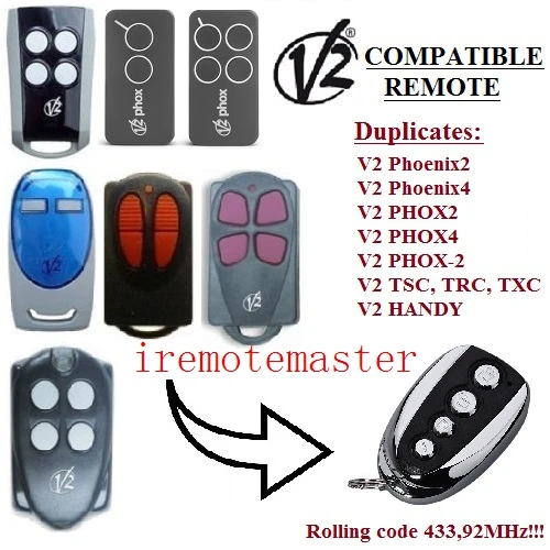 V2 TSC2, V2 TSC4,V2 TRC2, V2 TRC4 Remote control transmitter Replacement, clone rolling code 433.92mhz free shipping
V2 TSC2, V2 TSC4,V2 TRC2, V2 TRC4 Remote control transmitter Replacement, clone rolling code 433.92mhz free shipping