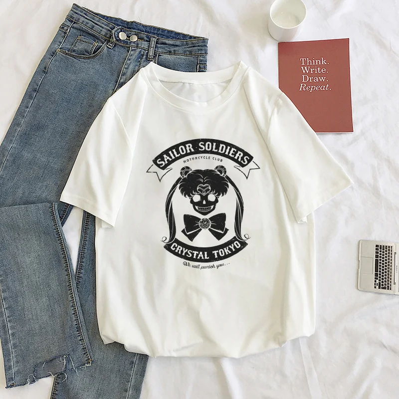 Summer Harajuku Sailor Moon Letters Cartoon Print Casual Loose S-2XL women tops Japanese New O-Neck Women Ulzzang T-Shirt
Summer Harajuku Sailor Moon Letters Cartoon Print Casual Loose S-2XL women tops Japanese New O-Neck Women Ulzzang T-Shirt