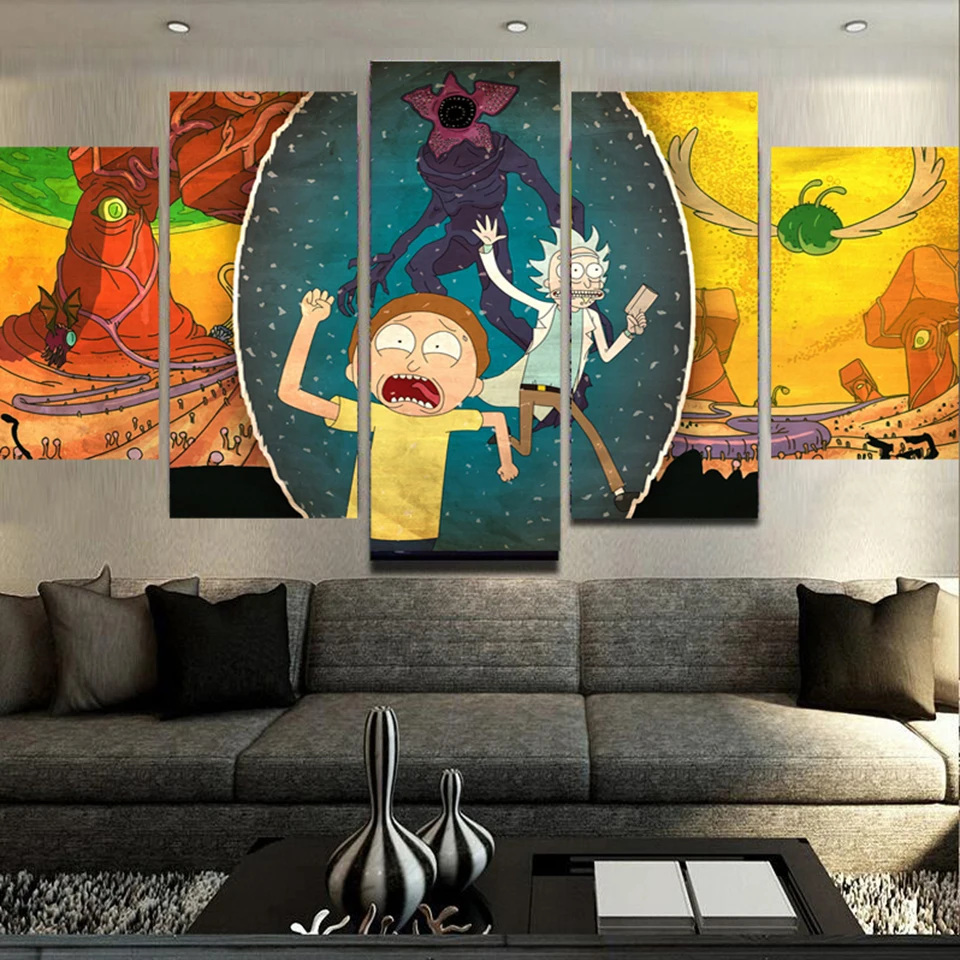 Print Painting Modular Vintage Poster Canvas Wall Tableau 5 Panel Black Star Rick And Morty Home Decor Picture For Living Room
Print Painting Modular Vintage Poster Canvas Wall Tableau 5 Panel Black Star Rick And Morty Home Decor Picture For Living Room