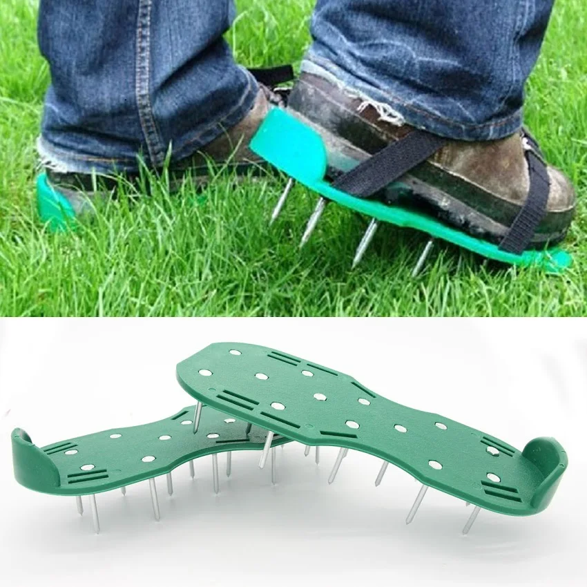 Image Pair Green Garden Lawn Aerator Spikes Aerating Shoes Garden Lawn Care Tool New