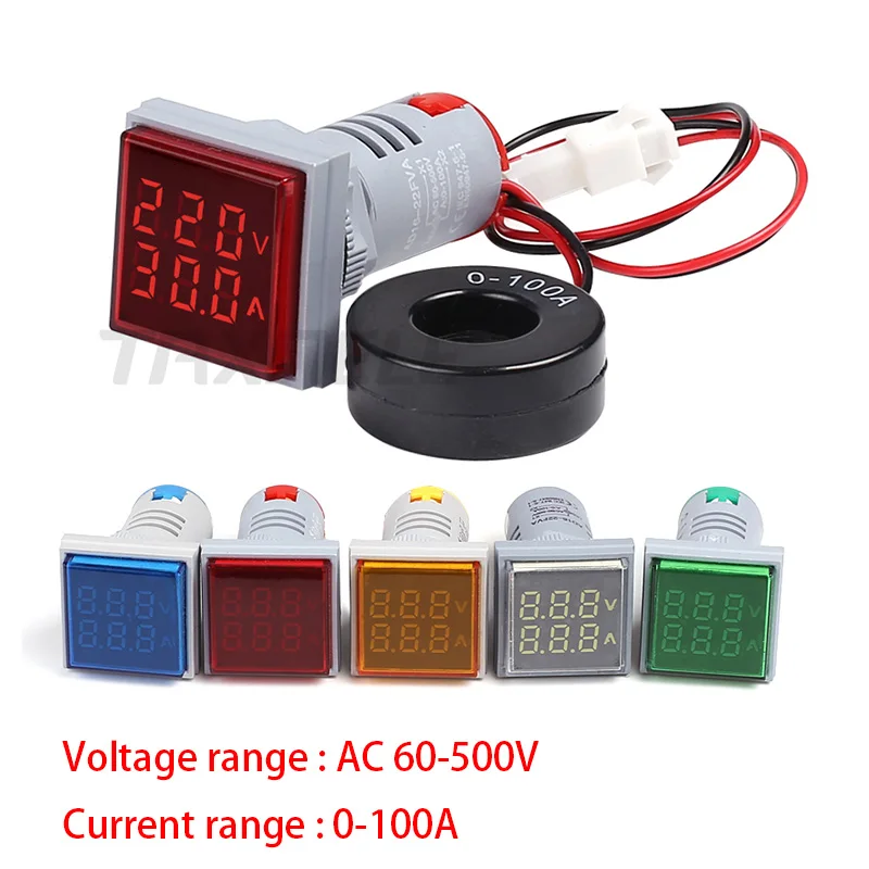 22mm AC60-500V 100A LED Dual Display Voltage Current Meter Gauge Volt Indicator Signal Lamp Voltmeter Ammeter Lights Tester
22mm AC60-500V 100A LED Dual Display Voltage Current Meter Gauge Volt Indicator Signal Lamp Voltmeter Ammeter Lights Tester