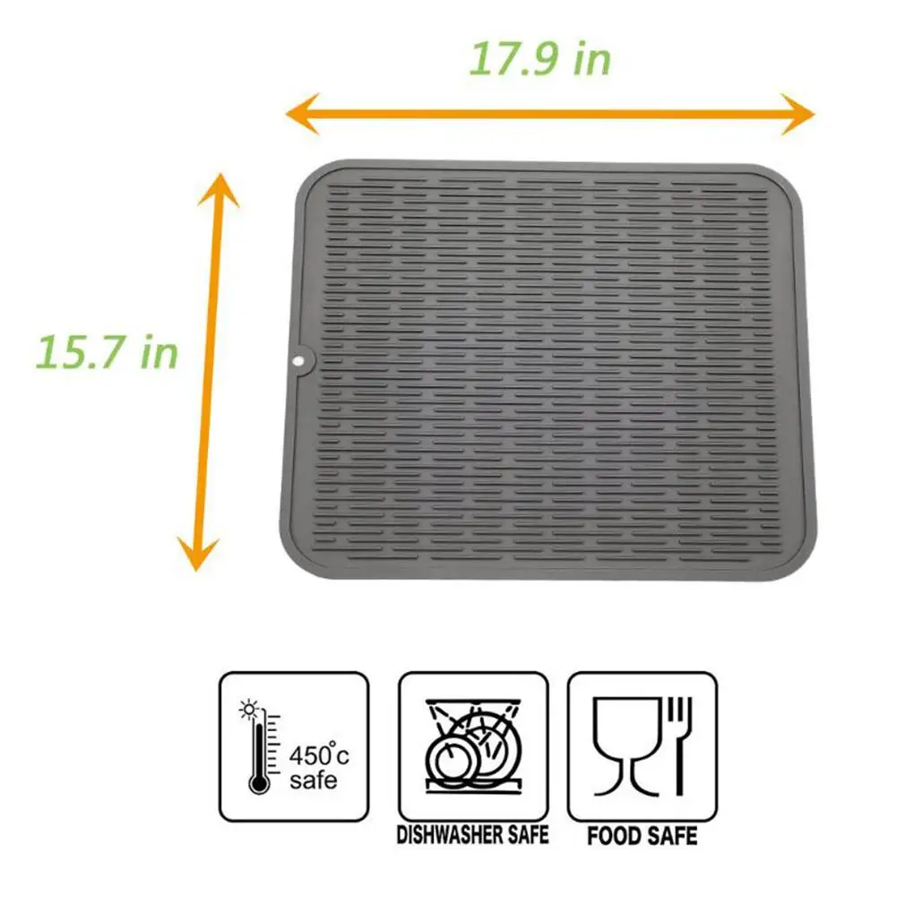 2019 Hot Silicone Square Drain Pad 40*50cm Large Multinational Kitchen Drying Mat Silicone Dish Tableware Drying Mat Placemat
2019 Hot Silicone Square Drain Pad 40*50cm Large Multinational Kitchen Drying Mat Silicone Dish Tableware Drying Mat Placemat