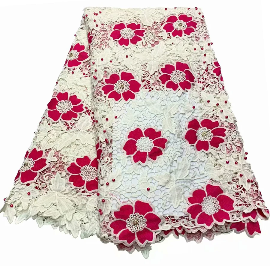 High quality African Guipure Lace Fabric With Bead african cord lace/water soluble african lace fabric 5yard for wedding dresses
High quality African Guipure Lace Fabric With Bead african cord lace/water soluble african lace fabric 5yard for wedding dresses