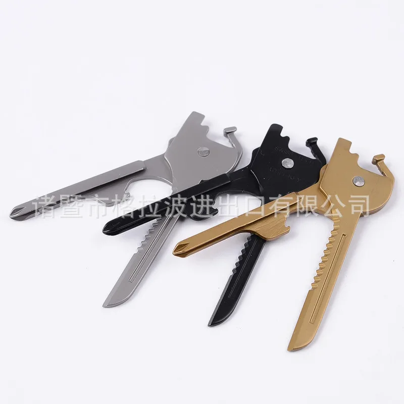 

6 kinds mini Multifunctional Tool portable keychain key knife key chain ring Skeleton Holder Outdoor Camping breloki brelok 2018