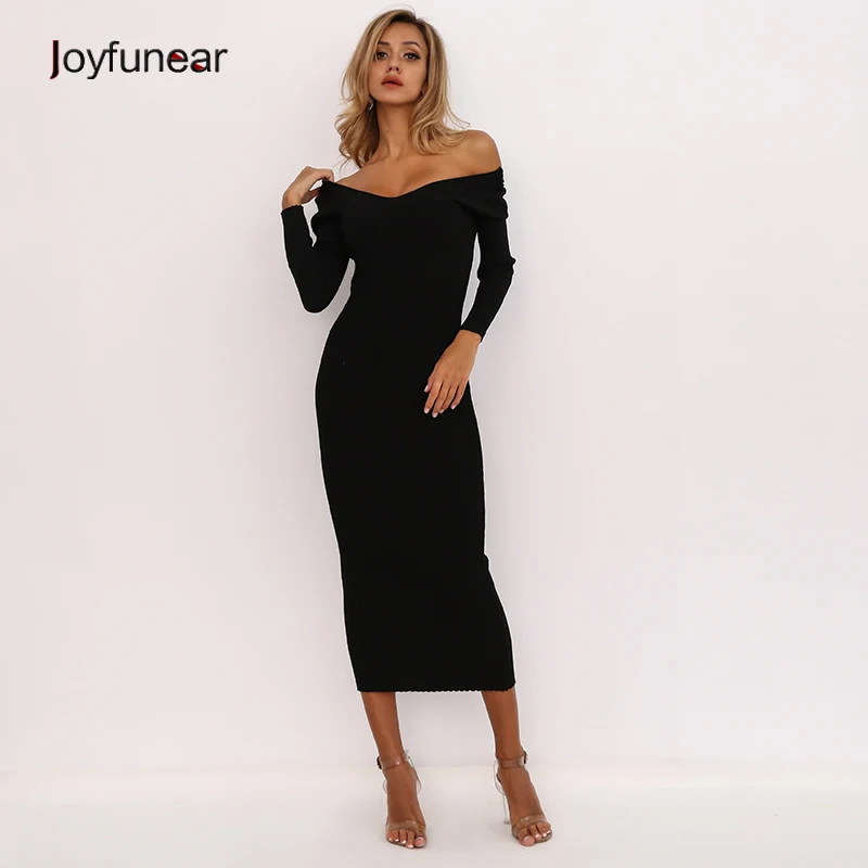 Joyfunear Black Sweater Twist Sexy Dress Elegant Winter V-neck Bodycon Christmas Long Dress Women Evening Party Dresses Vestidos
Joyfunear Black Sweater Twist Sexy Dress Elegant Winter V-neck Bodycon Christmas Long Dress Women Evening Party Dresses Vestidos