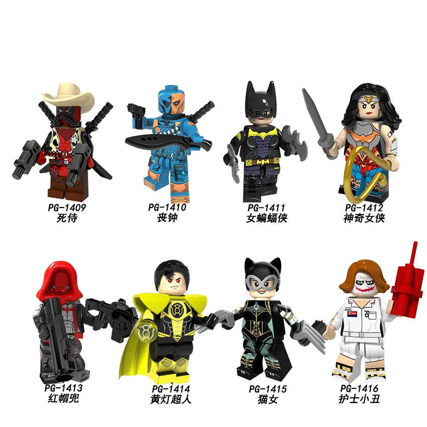 DC Super Hero Dick Cowboy Deadpool Deathstroke Catwoman Joker Red Hood Raccoon Ghost Rider Blocks Toys Minifigured PG8158
DC Super Hero Dick Cowboy Deadpool Deathstroke Catwoman Joker Red Hood Raccoon Ghost Rider Blocks Toys Minifigured PG8158