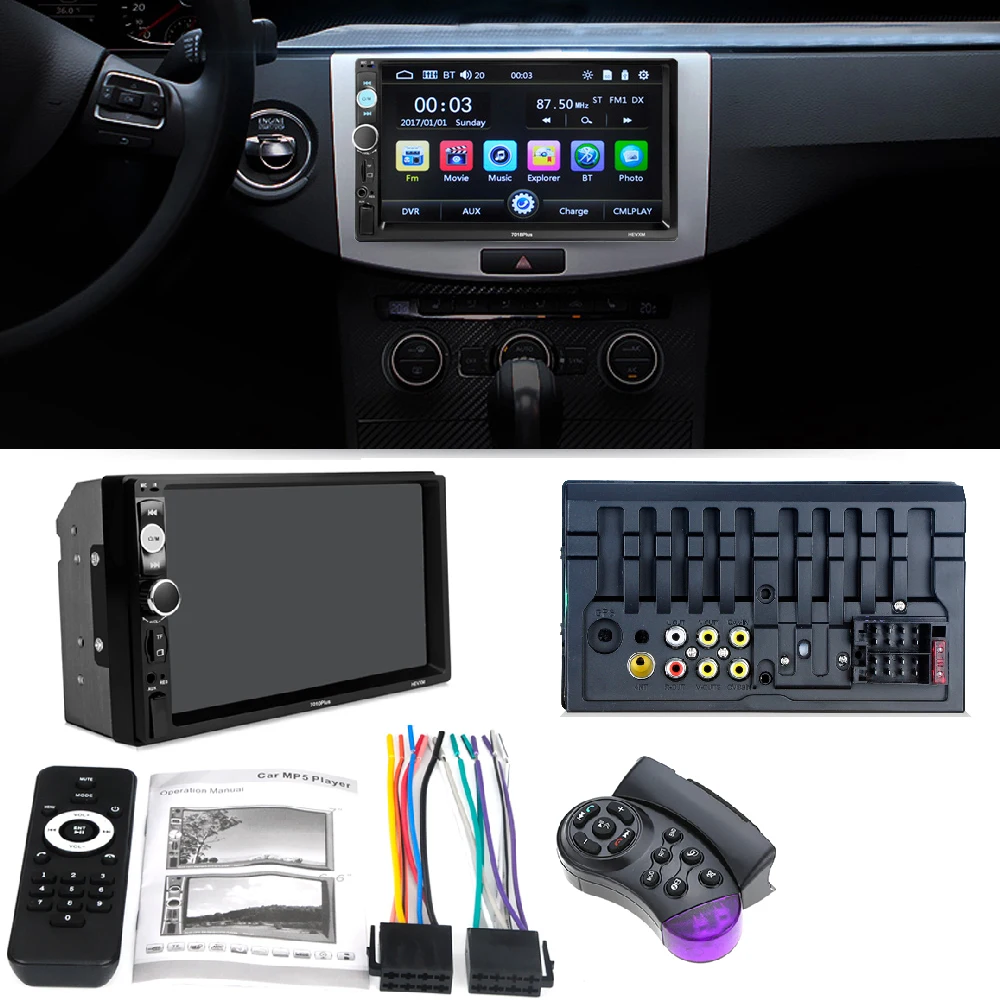 Wireless BT Car radio 2 Din Radio Stereo Mp5 Multimedia Player 7in Touch Screen Car MP5 Player 7010 PLUS