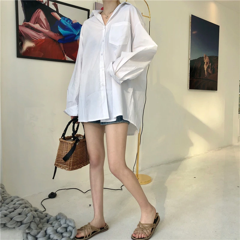 Hzirip 2018 Women Spring Autumn Blouse Sunscreen Solid White Button Shirt Long Sleeve Casual Loose Shirt Female Cotton Fashion
Hzirip 2018 Women Spring Autumn Blouse Sunscreen Solid White Button Shirt Long Sleeve Casual Loose Shirt Female Cotton Fashion