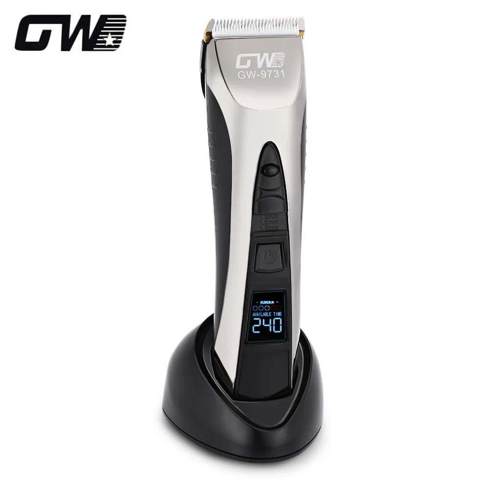 

Guowei GW-9731 LED Display Electric Hair Clipper Trimmer Styling Haircut Safe R-Shape Cutting System Perfectly Stays Sharp Tool