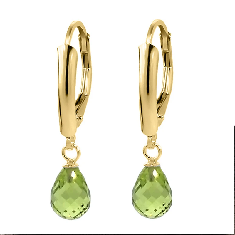 GemStoneKing 14K Yellow Gold Earrings w/ Green Peridot for Women