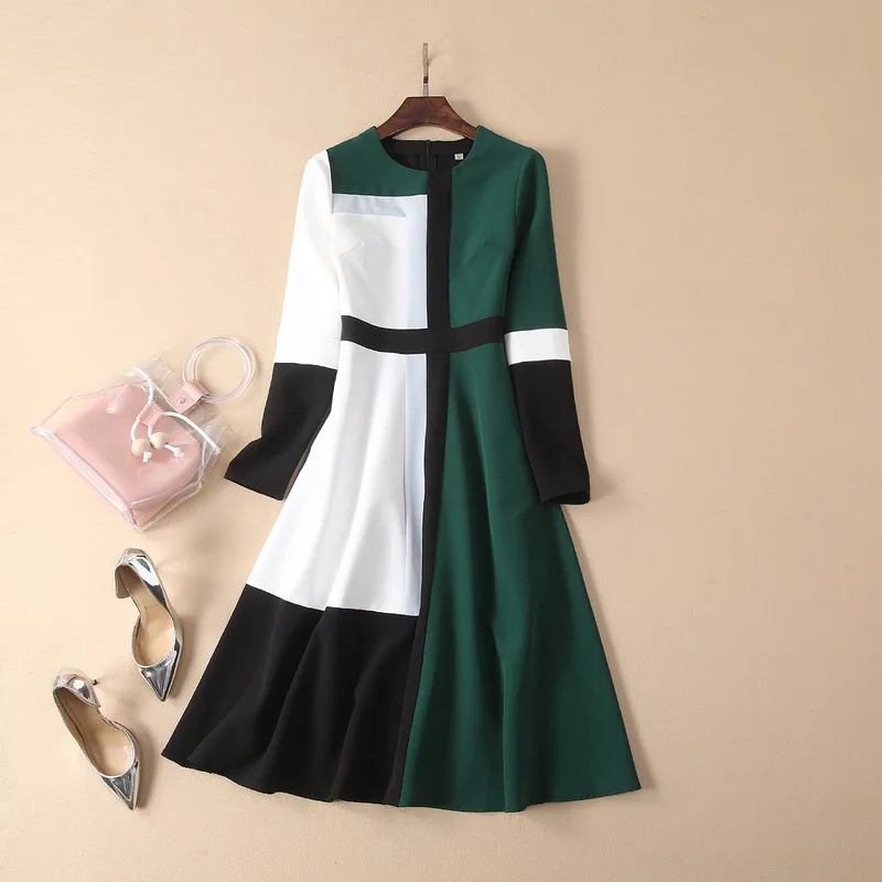 Europan Fashion Dress 2019 Spring Style Women O-Neck Color Block Patchwork Long Sleeve Vintage Rockabilly Dress Casual Work Wear
Europan Fashion Dress 2019 Spring Style Women O-Neck Color Block Patchwork Long Sleeve Vintage Rockabilly Dress Casual Work Wear