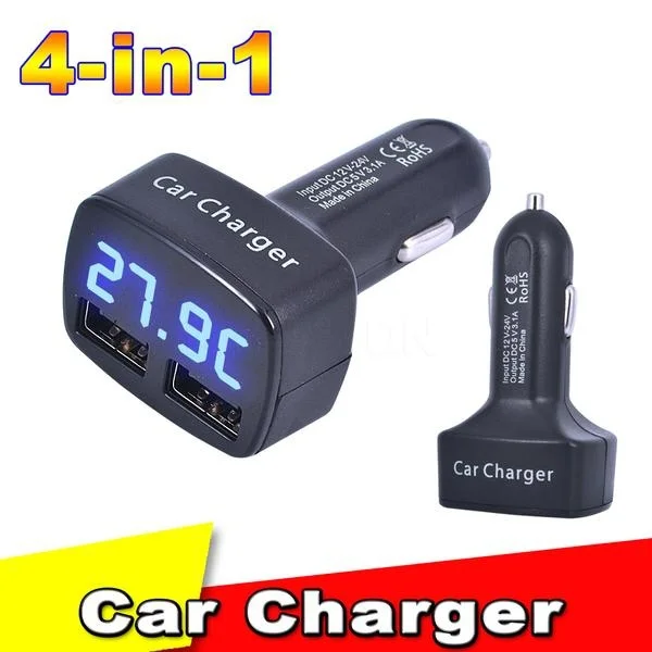 Newest Car Charger Cigarette Dual DC5V 3.1A USB with Voltage/temperature/Current Meter Teste Adapter Digital LED Display 4 in 1
Newest Car Charger Cigarette Dual DC5V 3.1A USB with Voltage/temperature/Current Meter Teste Adapter Digital LED Display 4 in 1