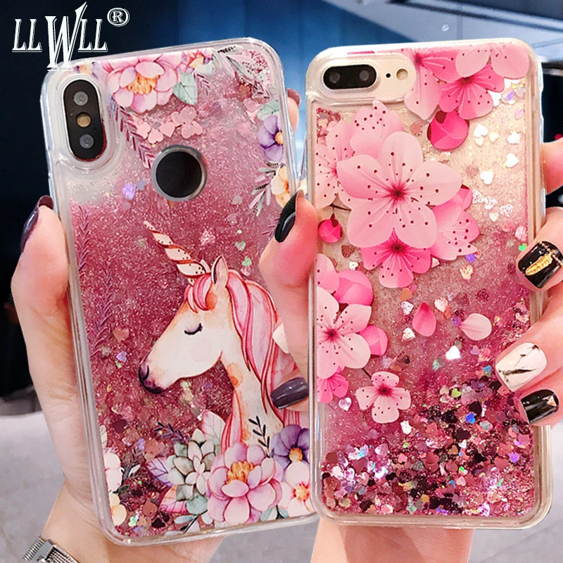 For Huawei Y7 2019 Case Glitter Quicksand Unicorn Dolphin Back Cover Prime Liquid |