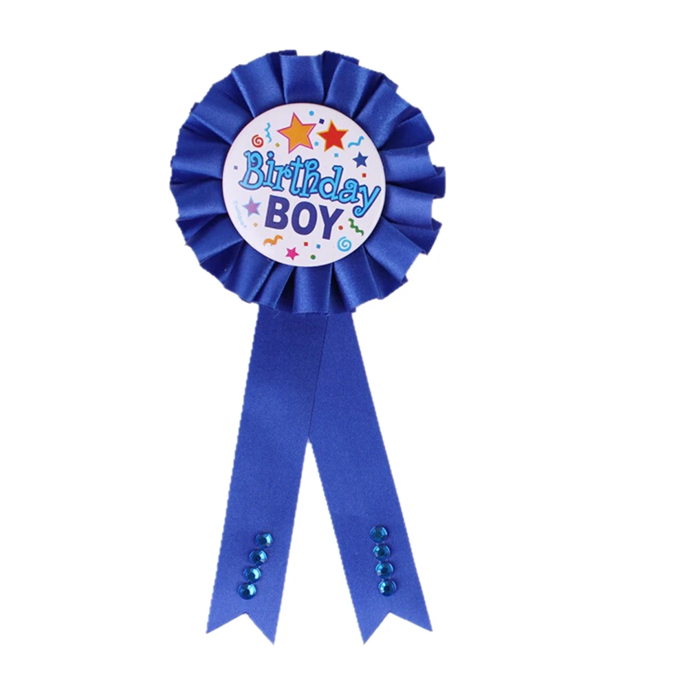 Birthday Girl Boy Award Ribbon Rosette Badge Pin Children's Party Favor PVCA 
