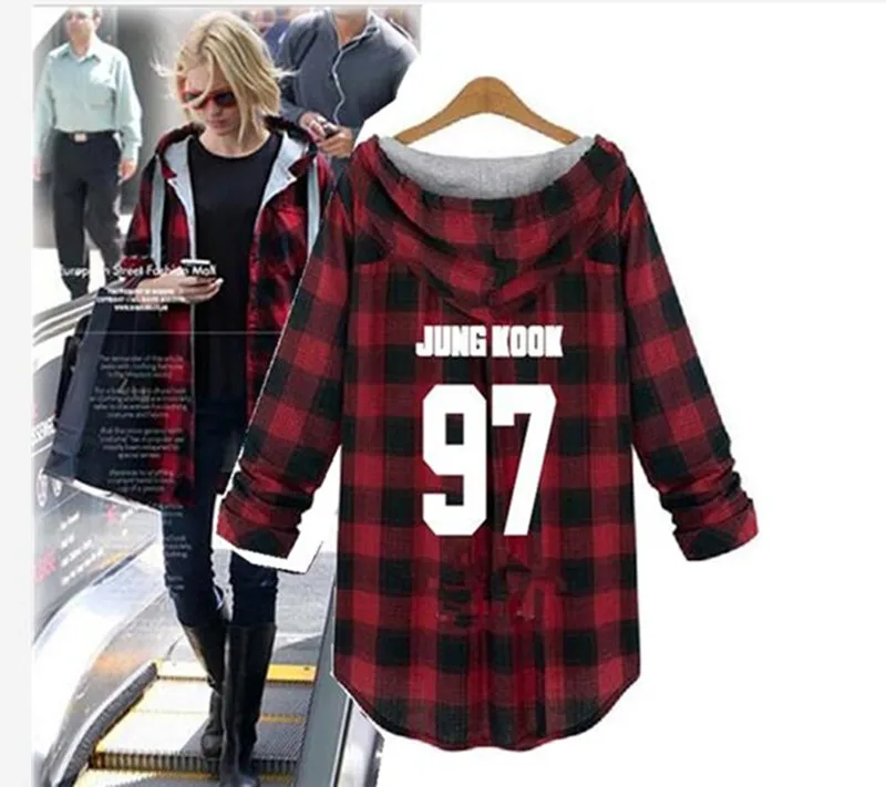 kpop Bangtan Boys jung kook women hoody Spring autumn Plaid Outerwear Long Sleeve Sweatshirts Women's Loose XL-XXXXL Hoodies 
kpop Bangtan Boys jung kook women hoody Spring autumn Plaid Outerwear Long Sleeve Sweatshirts Women's Loose XL-XXXXL Hoodies