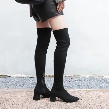 GPOKHDS 2019 women over the knee boots Kid Suede winter short plush pointed toe black color high heels high boots size 34-40
GPOKHDS 2019 women over the knee boots Kid Suede winter short plush pointed toe black color high heels high boots size 34-40