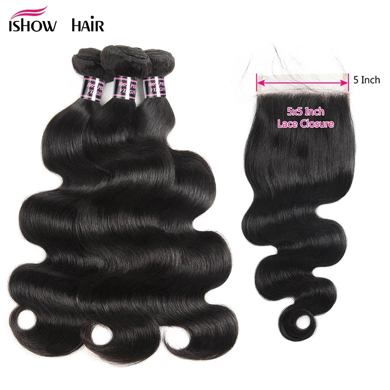Ishow Brazilian Body Wave Bundles With Closure 3 Bundles Human Hair Bundles With Closure 5*5 Lace Closure With Bundles Non Remy
Ishow Brazilian Body Wave Bundles With Closure 3 Bundles Human Hair Bundles With Closure 5*5 Lace Closure With Bundles Non Remy