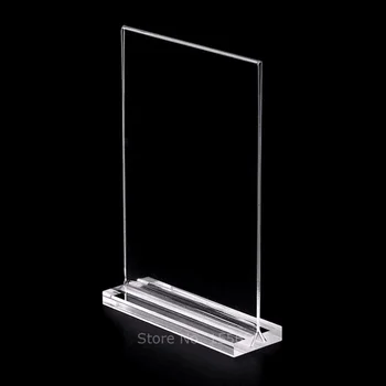 

Clear Acrylic Vertical T-Strip Picture Holder Plexiglass Photograph Gallery Art Table Decoration