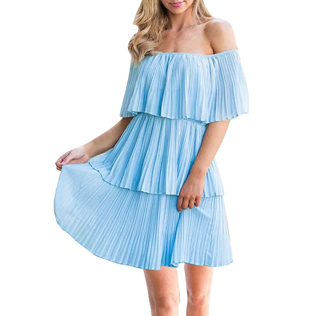 Summer Women Beach Dress Sundress Bohemian Chiffon Casual Off The Shoulder Sleeveless Tiered Ruffle Pleated Short Dress L625
Summer Women Beach Dress Sundress Bohemian Chiffon Casual Off The Shoulder Sleeveless Tiered Ruffle Pleated Short Dress L625