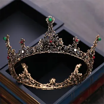 Vintage Round Crown Bridal Diadem Green Black Tiaras Head ornament Royal Queen King Tiaras and Crowns Wedding Hair Jewelry
Vintage Round Crown Bridal Diadem Green Black Tiaras Head ornament Royal Queen King Tiaras and Crowns Wedding Hair Jewelry
