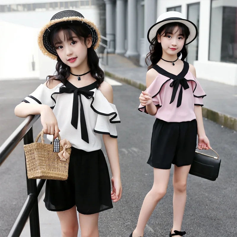Children Summer Girls Princess Clothing Sets Teen Girl Chiffon Blouse + Black Shorts Ruffle Two Piece Kids Clothes Beach Set
Children Summer Girls Princess Clothing Sets Teen Girl Chiffon Blouse + Black Shorts Ruffle Two Piece Kids Clothes Beach Set