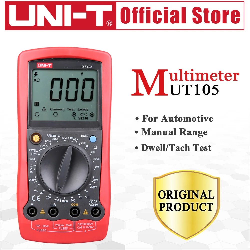 UNI-T UT105 Handheld Automotive Multipurpose Meters Manual Range Multimeters Input ProtectionAC DC Diode Test
UNI-T UT105 Handheld Automotive Multipurpose Meters Manual Range Multimeters Input ProtectionAC DC Diode Test