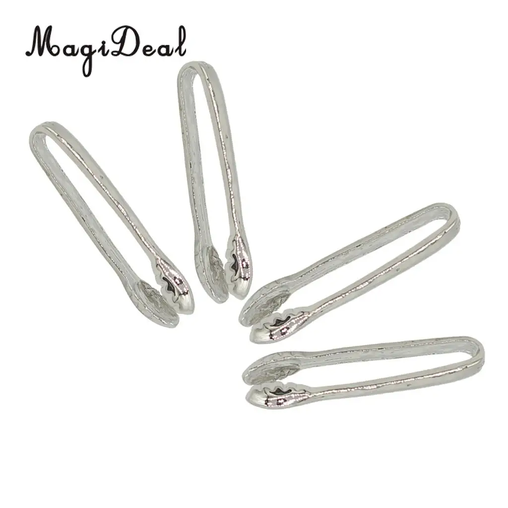 Set of 4 Pieces Miniature Metal Food Clip Tongs Cookware for 1/12 Dollhouse Kitchen Accessories