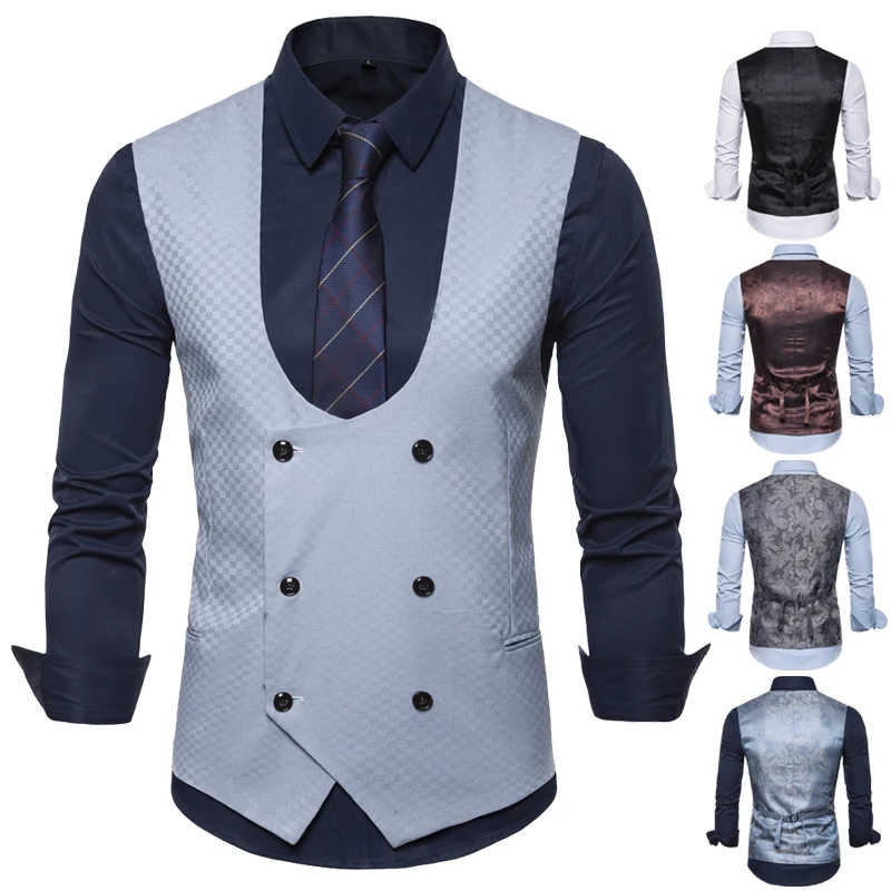 Mens Double Breasted Vest Men Dress Suit Vest Men Formal Grey Vest Suit Gilet Vest Slim Business Jacket Tops Homme Spring
Mens Double Breasted Vest Men Dress Suit Vest Men Formal Grey Vest Suit Gilet Vest Slim Business Jacket Tops Homme Spring