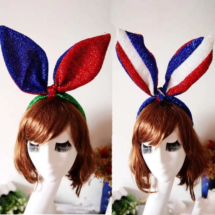 Image American Flag Easter Bunny Ear Headband Headdress Head Band Hoop Props Party Costume