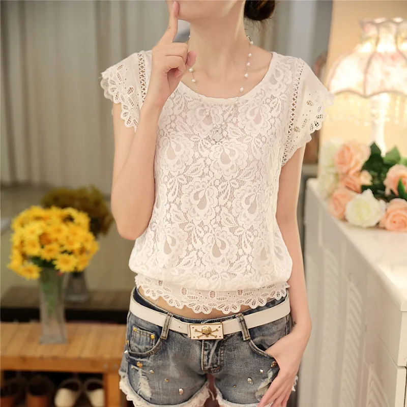 new summer fashion 2016 hot sale Korean women tops plus size short sleeved white blouse Lace Chiffon female slim shirt 01A 25
new summer fashion 2016 hot sale Korean women tops plus size short sleeved white blouse Lace Chiffon female slim shirt 01A 25