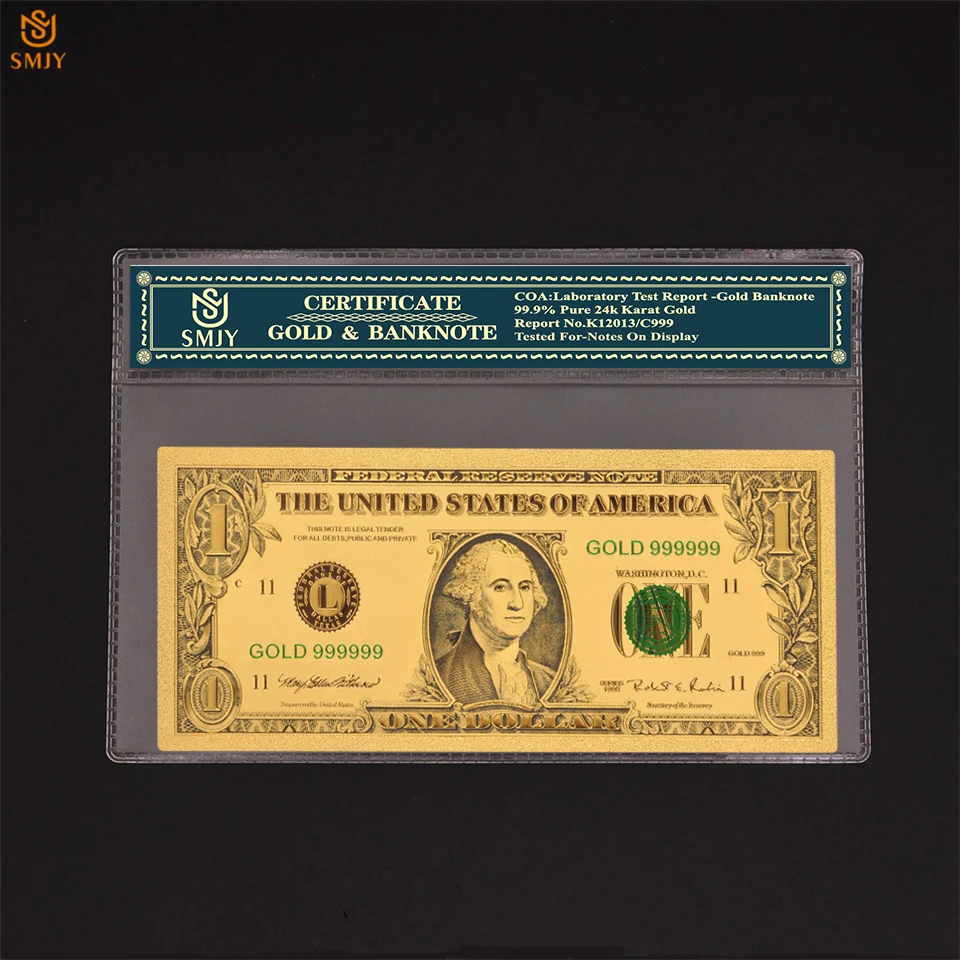 Colorful USA Currency Paper 1 Dollar Money New Gold Plated Fake Money Banknote Collections With COA
Colorful USA Currency Paper 1 Dollar Money New Gold Plated Fake Money Banknote Collections With COA