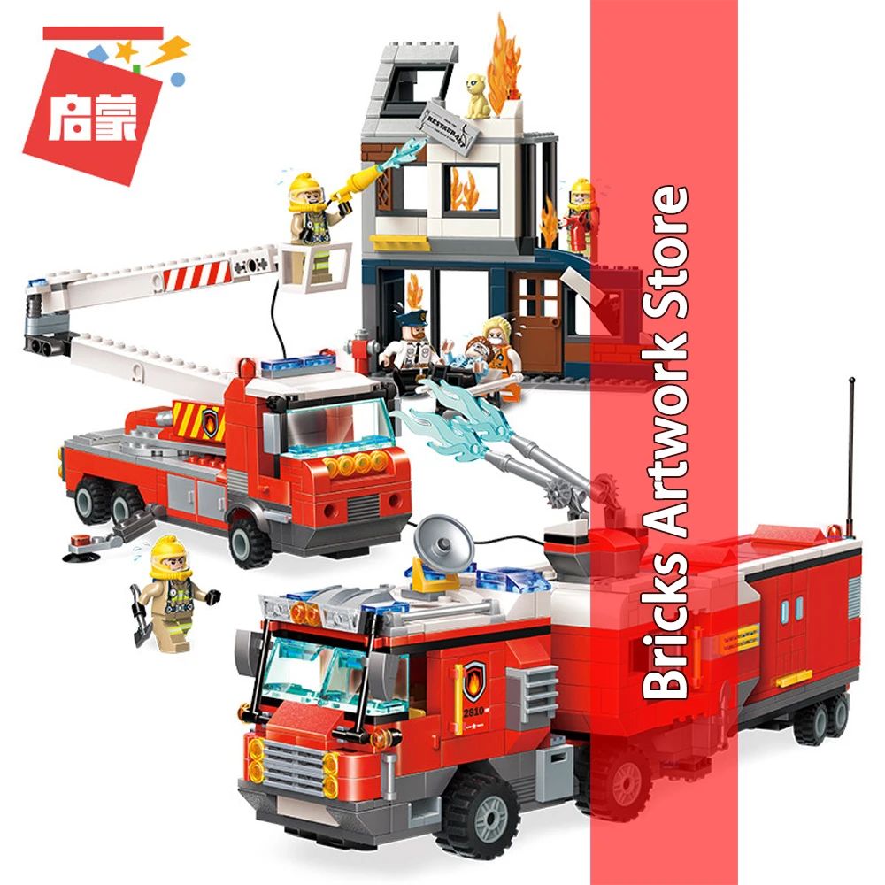 996pcs Set City Series Fire Rescue Spraying Engine Car Scaling ladder Firemen Mini figures Minifigs Building Blocks Toys Kids
996pcs Set City Series Fire Rescue Spraying Engine Car Scaling ladder Firemen Mini figures Minifigs Building Blocks Toys Kids
