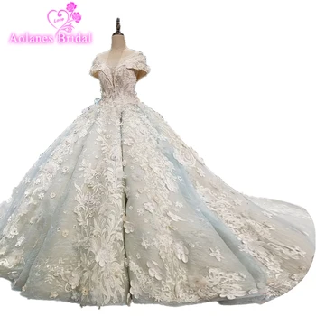 2018 New Sleeveless Luxurious Bridal Dresses Tulle Lace Bridal Gowns High Royal Train Ball Gown Light Blue Wedding Dresses
2018 New Sleeveless Luxurious Bridal Dresses Tulle Lace Bridal Gowns High Royal Train Ball Gown Light Blue Wedding Dresses