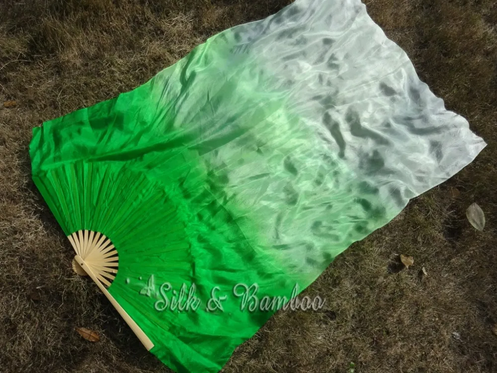 1 pair 1.1m*0.9m(59"*35") green fading hand painted belly dance silk fan veil for children play, real flowy silk
1 pair 1.1m*0.9m(59"*35") green fading hand painted belly dance silk fan veil for children play, real flowy silk