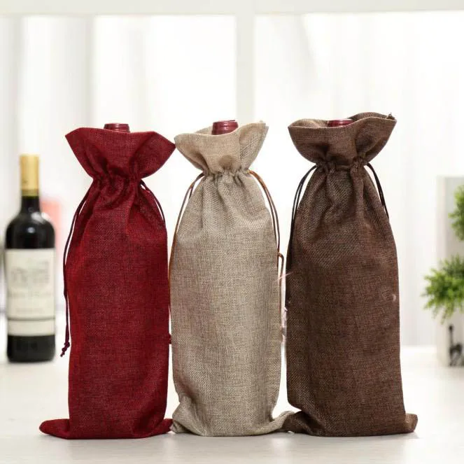 Jute Cloth Drawstring Bags Linen Wine Packing Bags 15x35cm Champagne Bottle Covers Burlap Hessian Pouch Burgundy Brown Red
Jute Cloth Drawstring Bags Linen Wine Packing Bags 15x35cm Champagne Bottle Covers Burlap Hessian Pouch Burgundy Brown Red