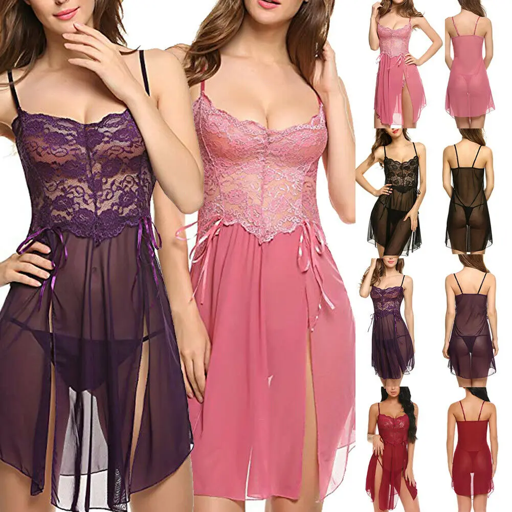 Womens Sexy Sleepshirts Sets Lace Lingerie Nightwear Underwear Babydoll Sleepwear + G-string
Womens Sexy Sleepshirts Sets Lace Lingerie Nightwear Underwear Babydoll Sleepwear + G-string