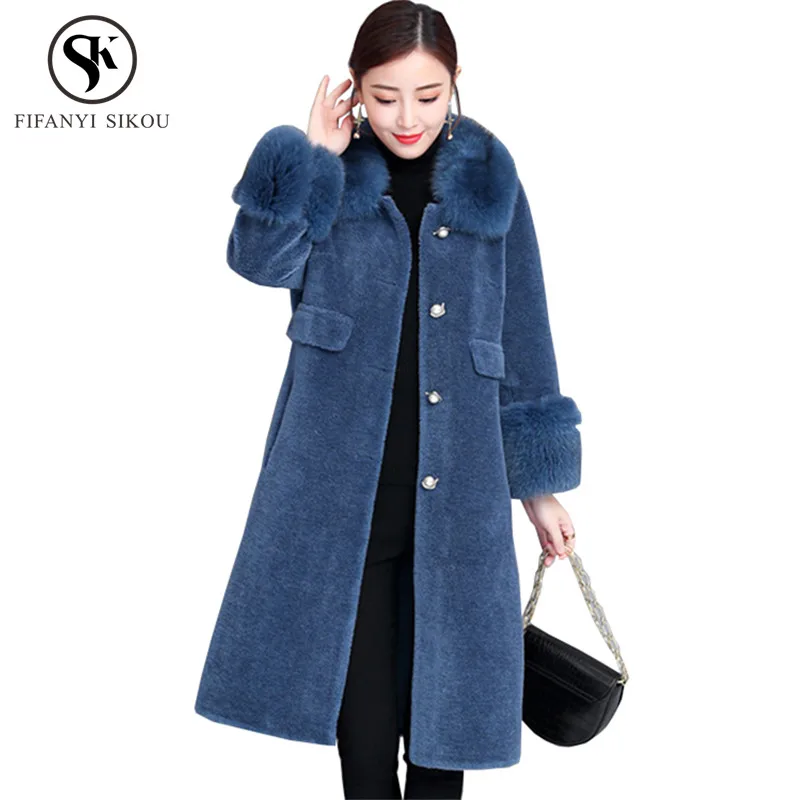 Winter New Cashmere coat Women Plus size Faux fur coat Ladies Single Breasted Overcoat Thick warm Fox fur collar Long Fur Coats
Winter New Cashmere coat Women Plus size Faux fur coat Ladies Single Breasted Overcoat Thick warm Fox fur collar Long Fur Coats
