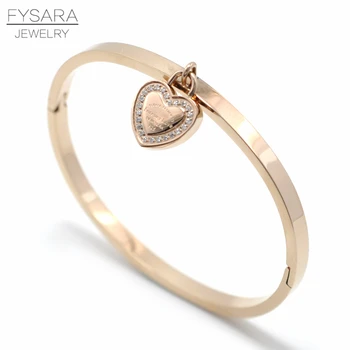 FYSARA Classic Brand Forever Lover Heart Lock Bangles For Women Jewelry Stainless Steel Gold AAA Zirconia Crystasl Tag Bangles
FYSARA Classic Brand Forever Lover Heart Lock Bangles For Women Jewelry Stainless Steel Gold AAA Zirconia Crystasl Tag Bangles