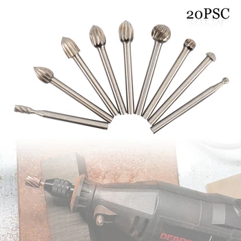 20pcs Set HSS Routing Titanium Milling Wood Rotary Knife File Cutters Woodworking Carving Carved Cutter Tools Accessories
20pcs Set HSS Routing Titanium Milling Wood Rotary Knife File Cutters Woodworking Carving Carved Cutter Tools Accessories