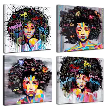 4 Panels African American Canvas Bedroom Home Decor Decal Wall Art Canvas Painting Graffiti Abstract Style Poster Print Painting
4 Panels African American Canvas Bedroom Home Decor Decal Wall Art Canvas Painting Graffiti Abstract Style Poster Print Painting