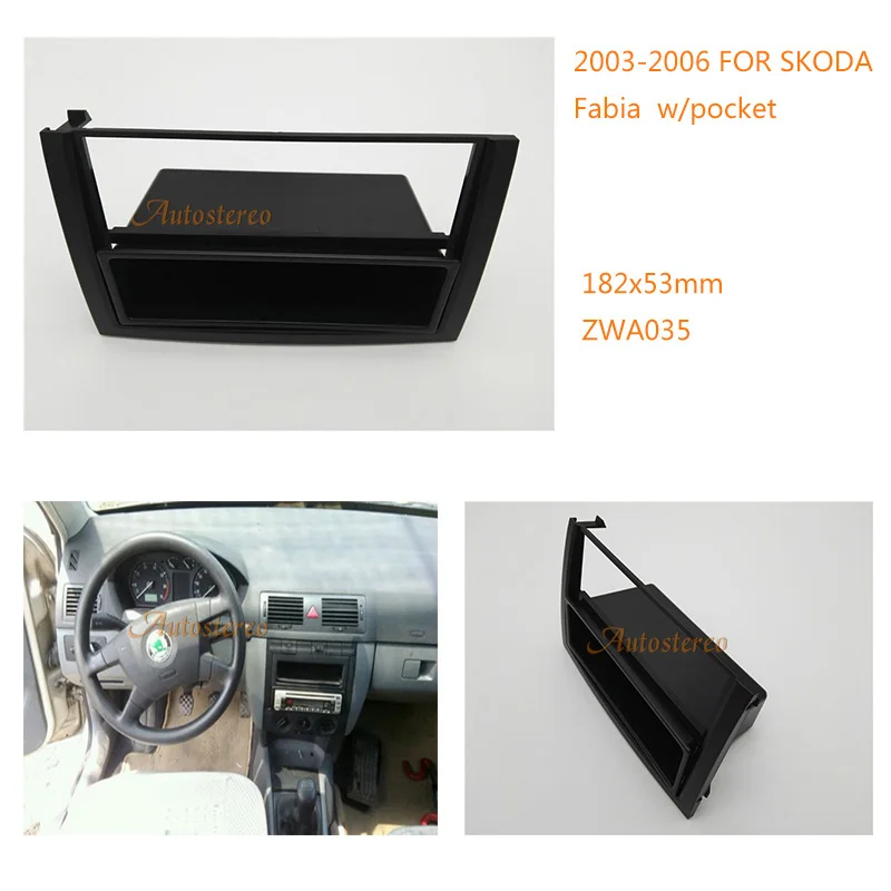 1-DIN Car Radio Fascia stereo dash kit CD player install mount for SKODA Fabia 2003-2006 w/pocket ZWA11-035
1-DIN Car Radio Fascia stereo dash kit CD player install mount for SKODA Fabia 2003-2006 w/pocket ZWA11-035