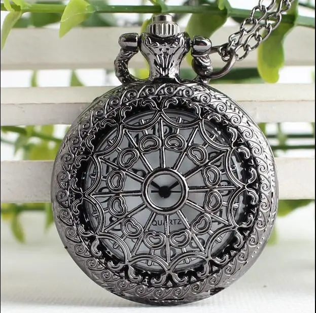 pocket watch Hollow out black A spider's web Fashion quartz woman and girl gift jewelry collocation chain
pocket watch Hollow out black A spider's web Fashion quartz woman and girl gift jewelry collocation chain