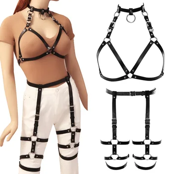 PU Leather Harness Garter Belts Sexy Lingerie Set Waist Leg Bondage Bra Adjust Tops Hollow Out Festival Punk Goth Rave for Women
PU Leather Harness Garter Belts Sexy Lingerie Set Waist Leg Bondage Bra Adjust Tops Hollow Out Festival Punk Goth Rave for Women