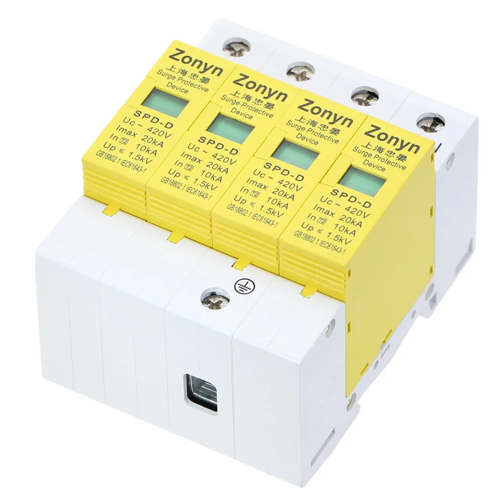 high quality 4P SPD 420V 10KA~20KA House Surge Protector Protective Low-voltage Arrester Device 3P+N
high quality 4P SPD 420V 10KA~20KA House Surge Protector Protective Low-voltage Arrester Device 3P+N