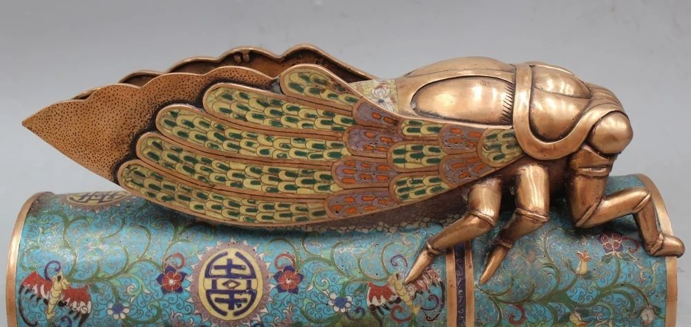 16" Folk Chinese Purple Cloisonne Bronze Longevity Shou Fly Cicada Statue Sculpt
16" Folk Chinese Purple Cloisonne Bronze Longevity Shou Fly Cicada Statue Sculpt